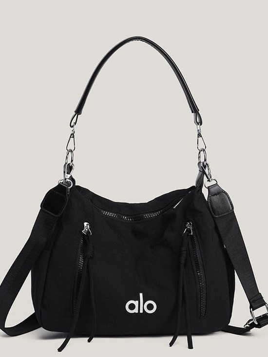 ALO Yoga Handbags - ALO Yoga Black Nylon Shoulder Bag with Silver Hardware